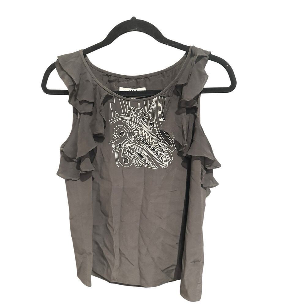 Tibi New York Women’s Black Sz 4 Ruffled Silk Lined Tank Top